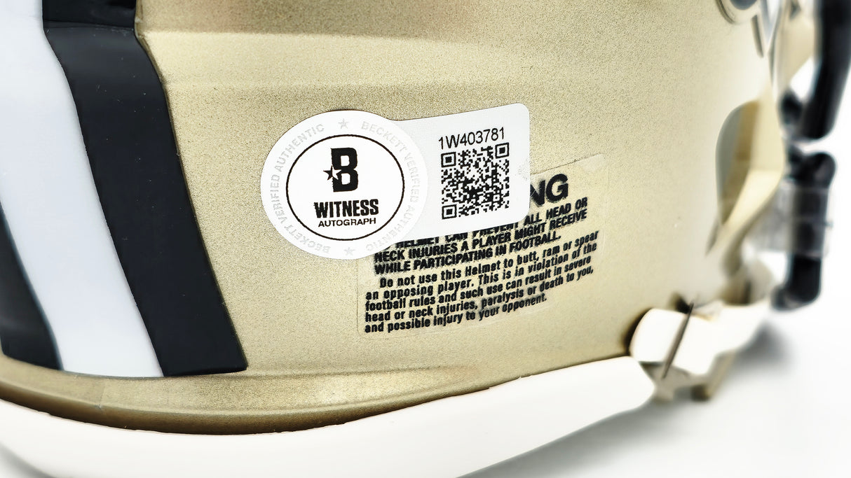 Alvin Kamara Autographed New Orleans Saints Gold Speed Mini Helmet Beckett BAS Witness Stock #224824