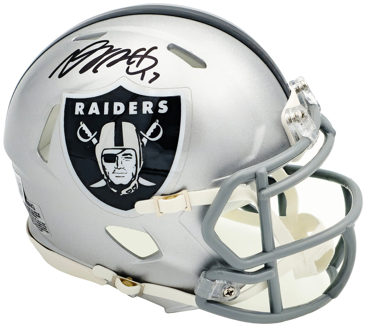 Davante Adams Autographed Las Vegas Raiders Silver Speed Mini Helmet Beckett BAS Witness Stock #224822