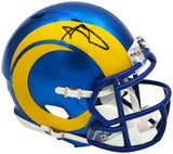 Aaron Donald Autographed Los Angeles Rams Blue Speed Mini Helmet Beckett BAS Witness Stock #224833