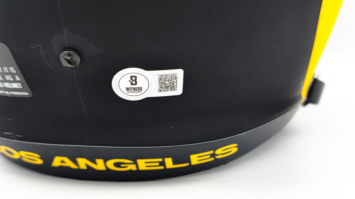 Aaron Donald Autographed Los Angeles Rams Eclipse Black Full Size Speed Replica Helmet Beckett BAS Witness Stock #224827