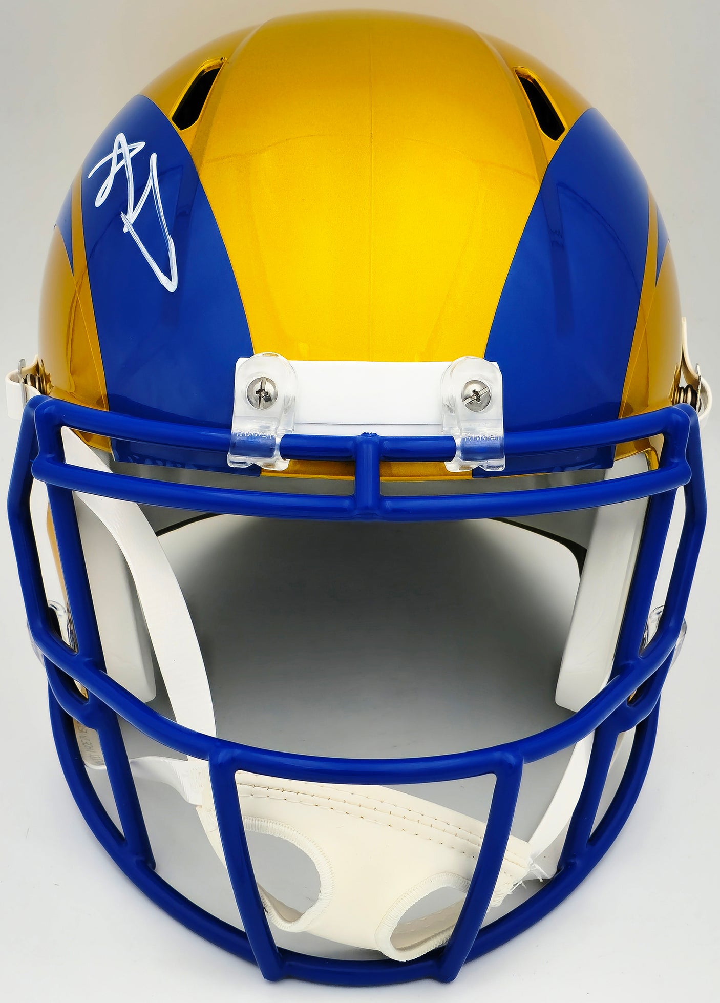 Aaron Donald Autographed Los Angeles Rams Flash Yellow Full Size Speed Replica Helmet Beckett BAS Witness Stock #224829