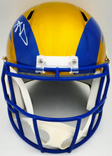 Aaron Donald Autographed Los Angeles Rams Flash Yellow Full Size Speed Replica Helmet Beckett BAS Witness Stock #224829