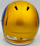 Aaron Donald Autographed Los Angeles Rams Flash Yellow Full Size Speed Replica Helmet Beckett BAS Witness Stock #224829