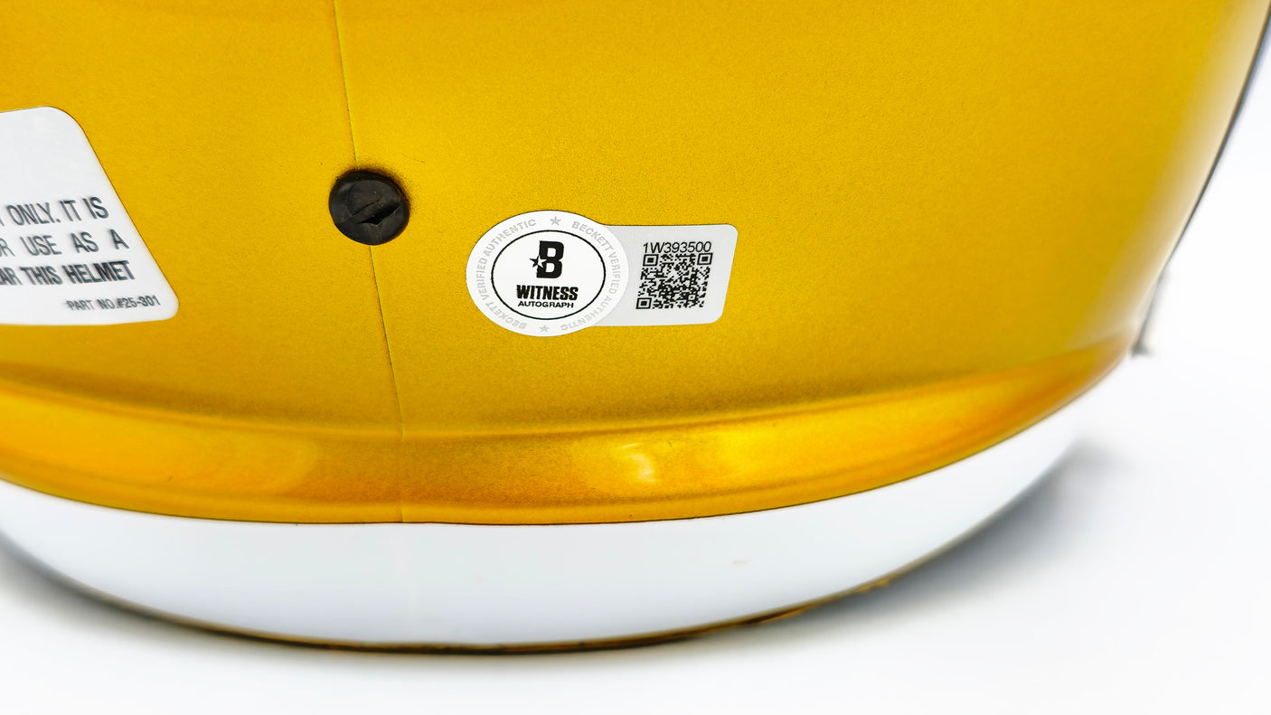 Aaron Donald Autographed Los Angeles Rams Flash Yellow Full Size Speed Replica Helmet Beckett BAS Witness Stock #224829