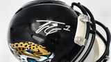 Travis Etienne Autographed Jacksonville Jaguars Black Speed Mini Helmet Beckett BAS Witness Stock #225128