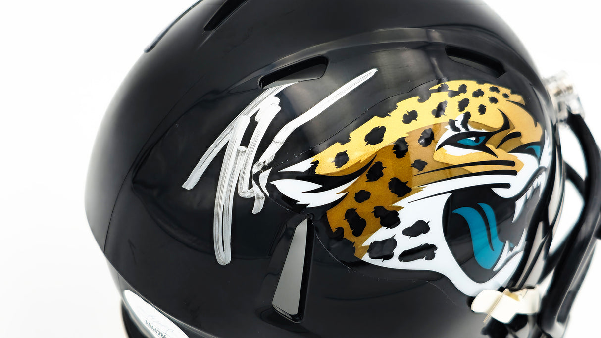 Travis Etienne Autographed Jacksonville Jaguars Black Speed Mini Helmet JSA Stock #224825