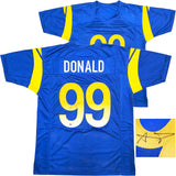 Los Angeles Rams Aaron Donald Autographed Blue Jersey Beckett BAS Witness Stock #224834