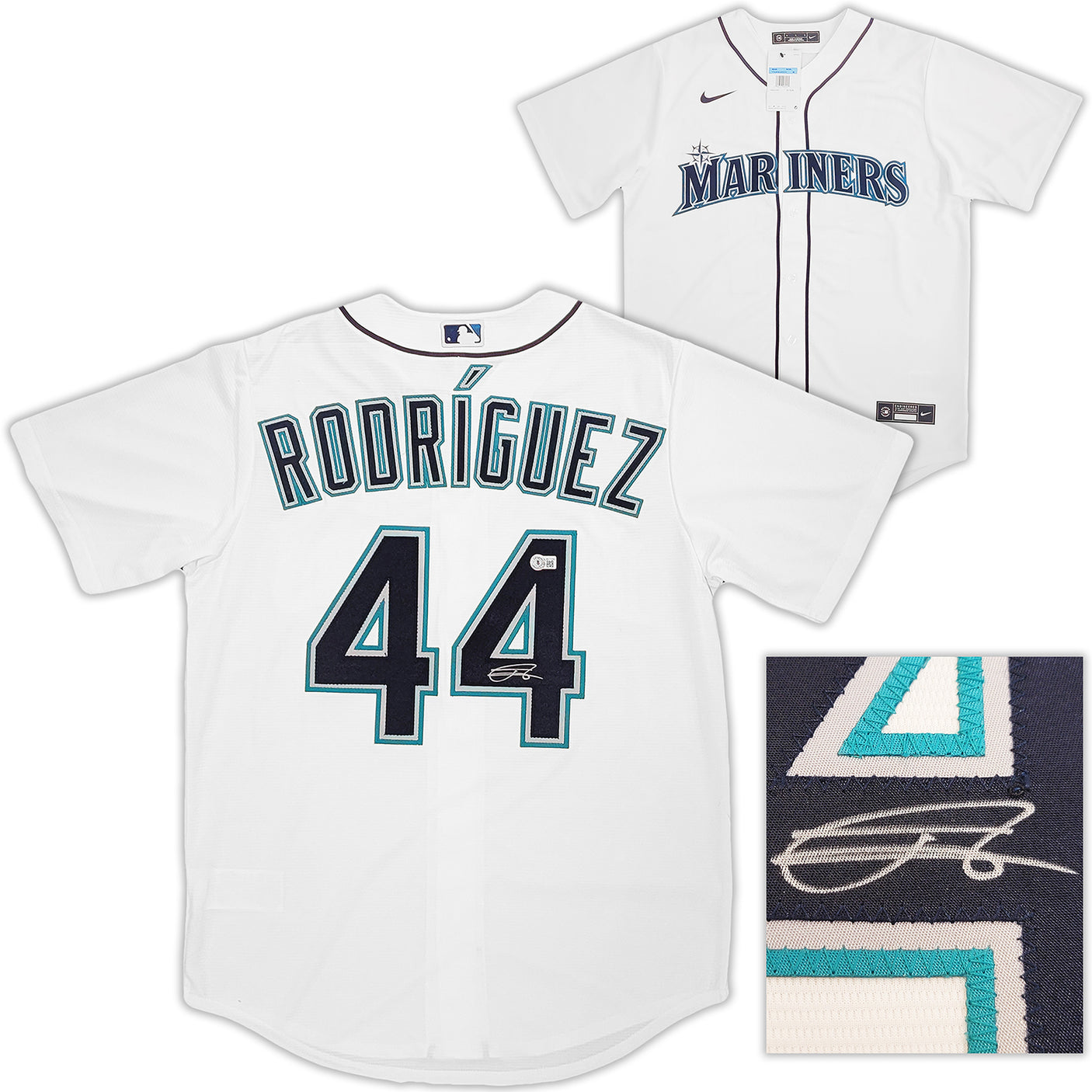 Seattle Mariners Julio Rodriguez Autographed White Nike Jersey Size M Beckett BAS Stock #212095