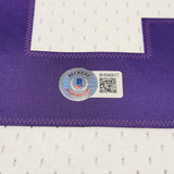 Utah Jazz Karl Malone Autographed White & Purple Authentic Mitchell & Ness Jersey Size XL Beckett BAS Stock #211875