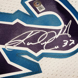 Utah Jazz Karl Malone Autographed White Authentic Mitchell & Ness Jersey Size L Beckett BAS Stock #211874