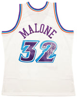 Utah Jazz Karl Malone Autographed White Authentic Mitchell & Ness Jersey Size XL Beckett BAS Stock #211873