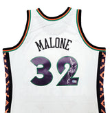 Utah Jazz Karl Malone Autographed White & Purple Authentic Mitchell & Ness 1995 All Star Game Jersey Size XL Beckett BAS Stock #211885