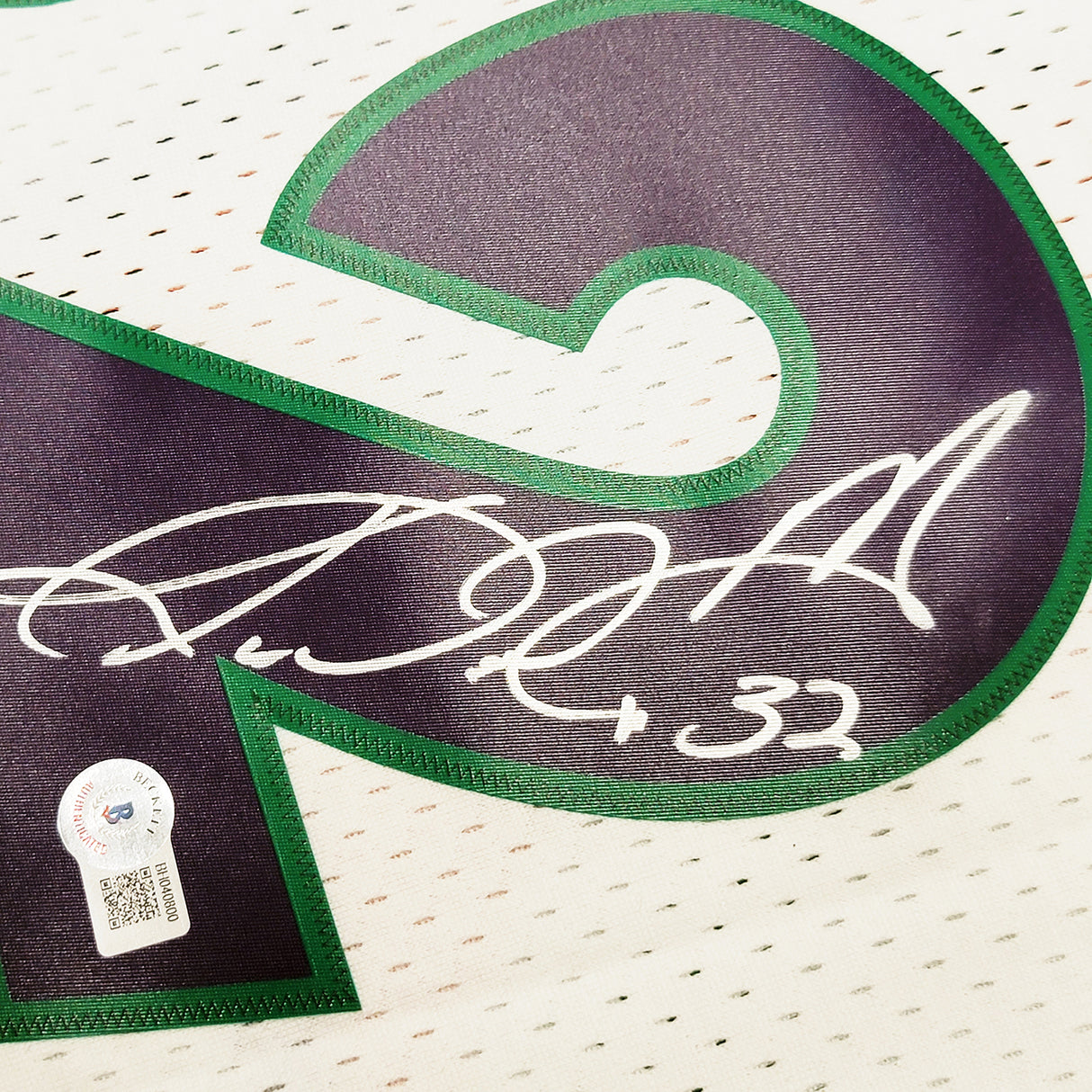 Utah Jazz Karl Malone Autographed White & Purple Authentic Mitchell & Ness 1995 All Star Game Jersey Size XL Beckett BAS Stock #211885