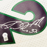 Utah Jazz Karl Malone Autographed White & Purple Authentic Mitchell & Ness 1995 All Star Game Jersey Size XL Beckett BAS Stock #211885