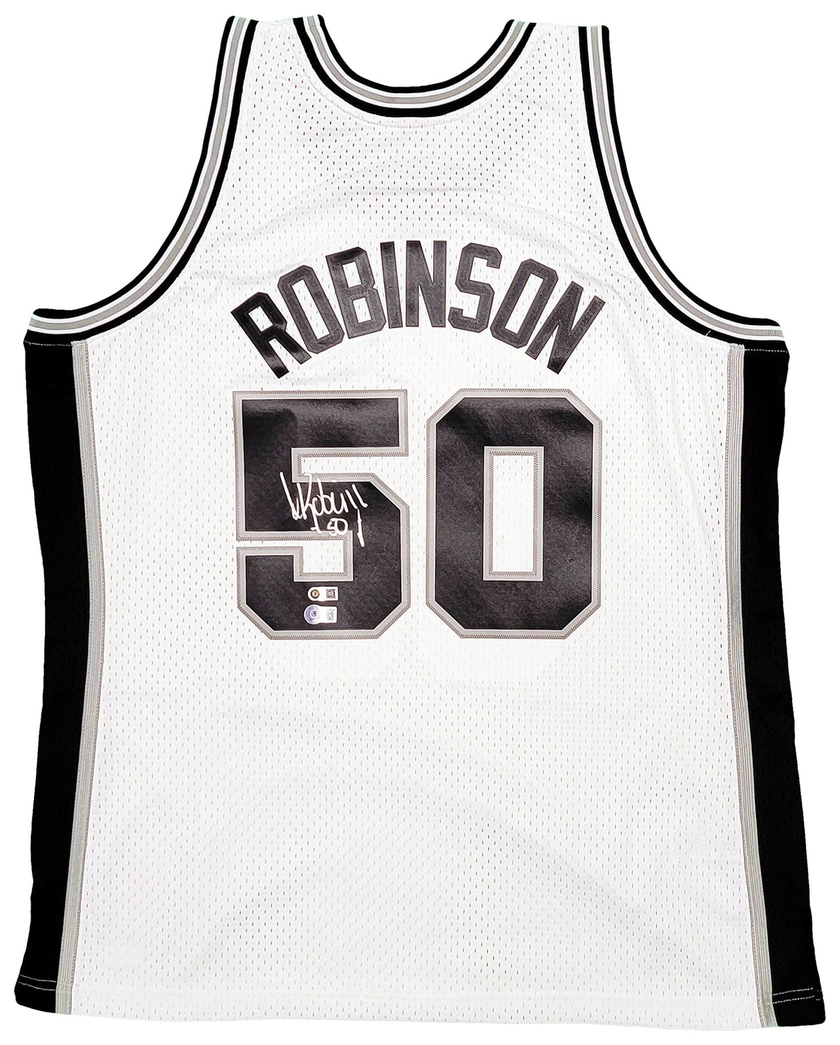 San Antonio Spurs David Robinson Autographed White Authentic Mitchell & Ness Swingman Jersey Size XL Beckett BAS Witness Stock #212089