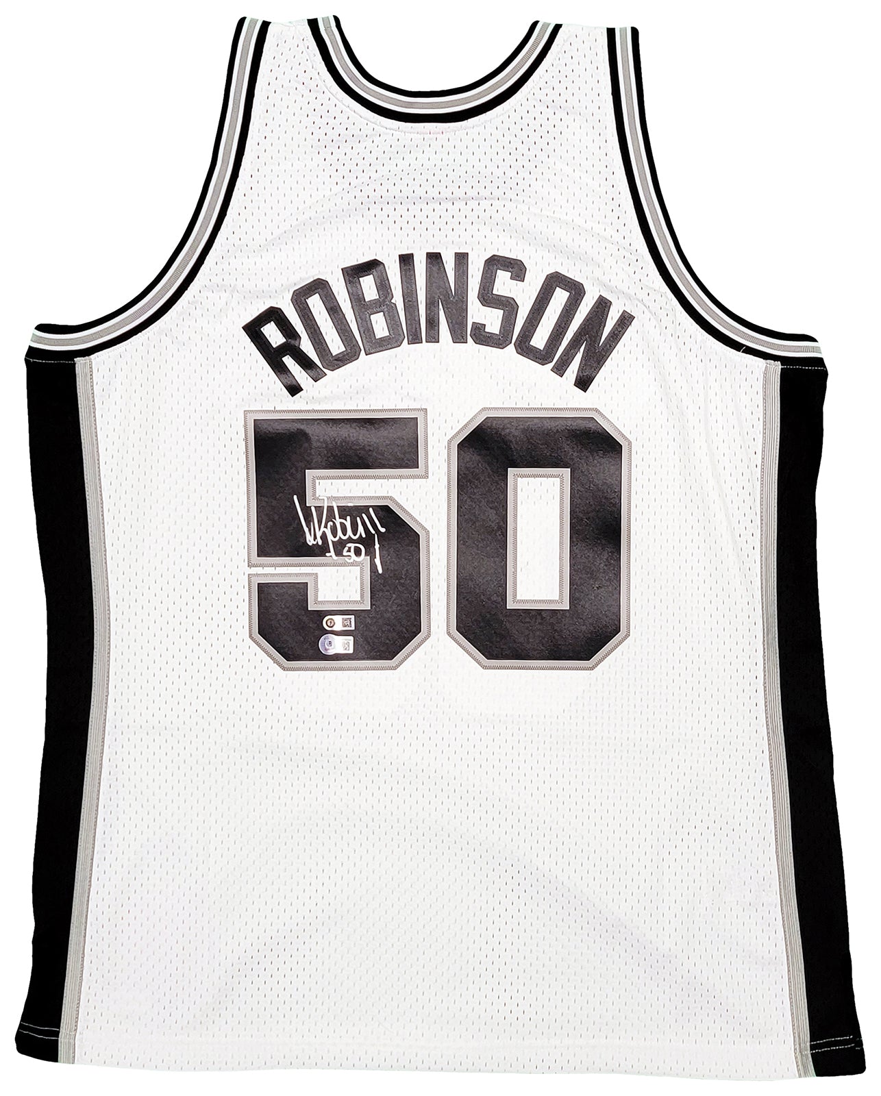 San Antonio Spurs David Robinson Autographed White Authentic Mitchell & Ness Swingman Jersey Size XL Beckett BAS Witness Stock #212089