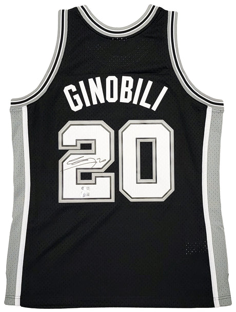 San Antonio Spurs Manu Ginobili Autographed Black Authentic Mitchell & Ness Swingman Jersey Size L Beckett BAS Witness Stock #211906