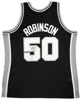 San Antonio Spurs David Robinson Autographed Black Authentic Mitchell & Ness Swingman Jersey Size XL Beckett BAS Witness Stock #212088