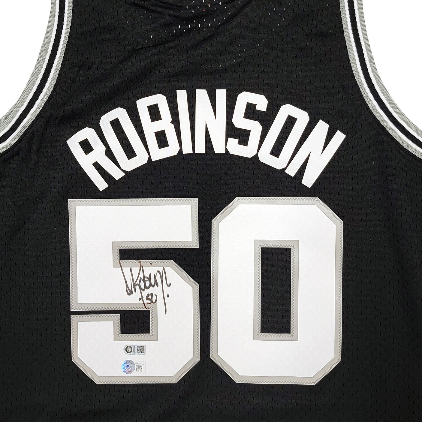 San Antonio Spurs David Robinson Autographed Black Authentic Mitchell & Ness Swingman Jersey Size XL Beckett BAS Witness Stock #212088