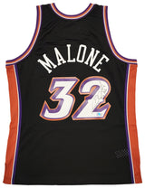 Utah Jazz Karl Malone Autographed Black Authentic Mitchell & Ness Jersey Size L Beckett BAS Witness Stock #211878