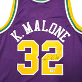 Utah Jazz Karl Malone Autographed Purple Authentic Mitchell & Ness Jersey Size L Beckett BAS Witness Stock #211882
