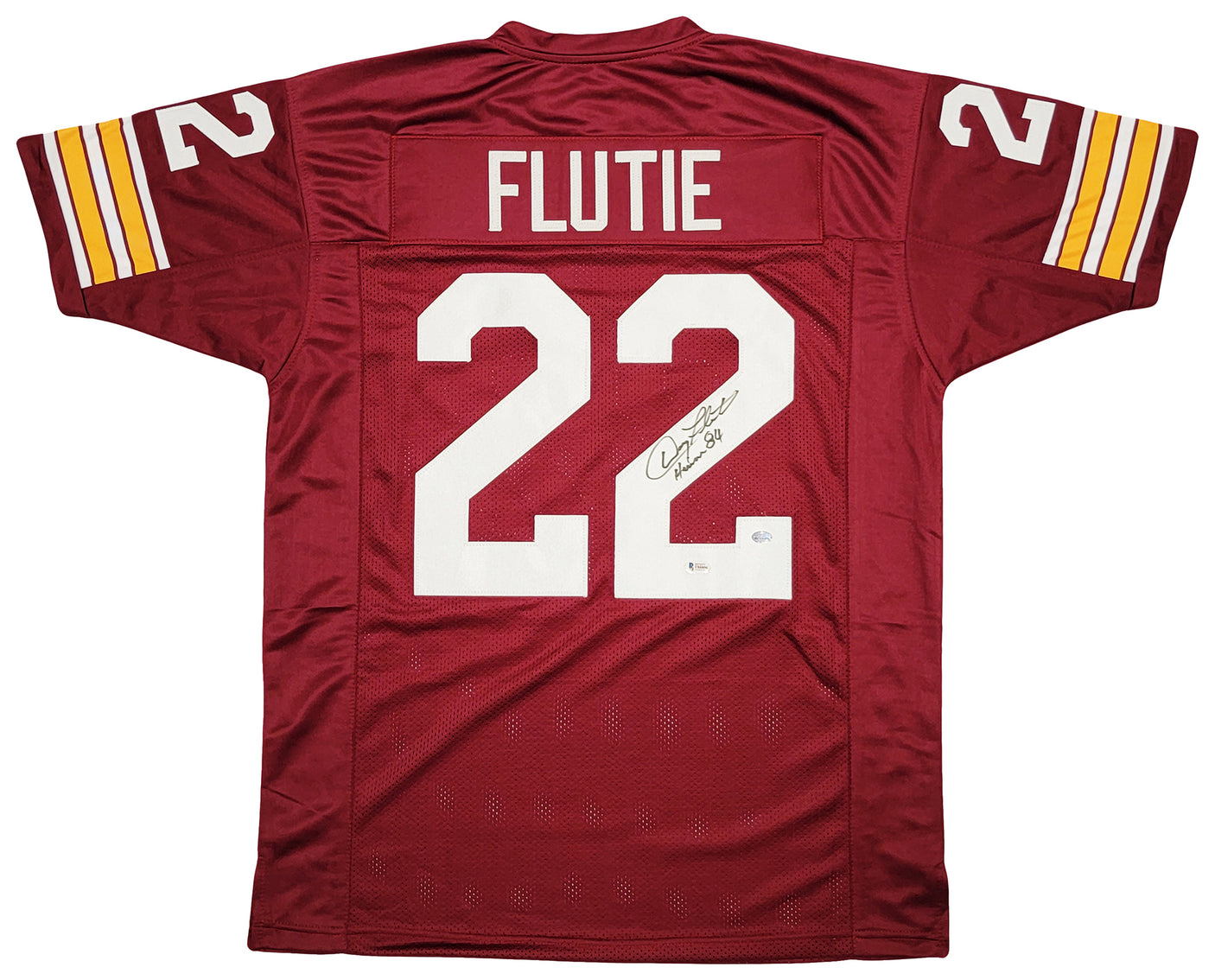 Boston College Eagles Doug Flutie Autographed Red Jersey Beckett BAS Witness Stock #211887