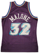 Utah Jazz Karl Malone Autographed Purple & Teal Authentic Mitchell & Ness Jersey Size L Beckett BAS Witness Stock #211884