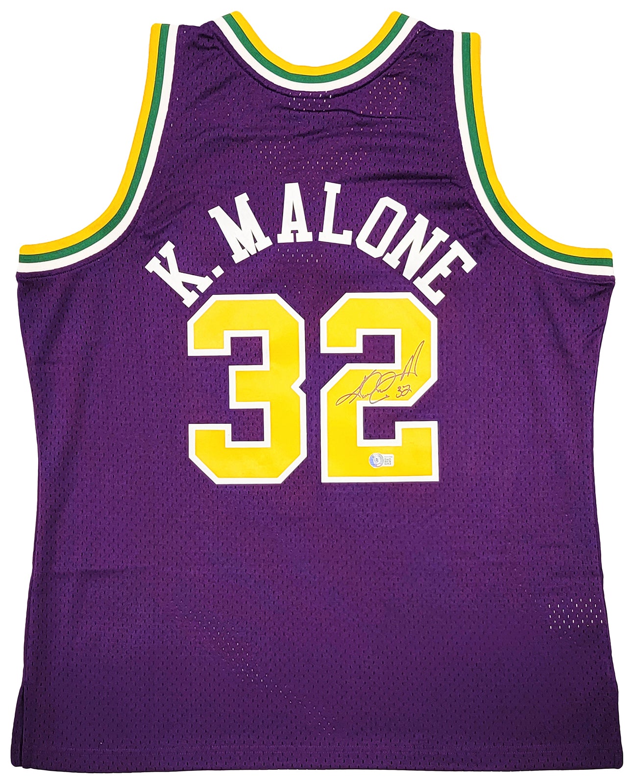 Utah Jazz Karl Malone Autographed Purple Authentic Mitchell & Ness Jersey Size XL Beckett BAS Witness Stock #211881