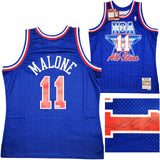Utah Jazz Karl Malone Autographed Blue Authentic Mitchell & Ness 1992 All Star Game Jersey Size XL Beckett BAS Witness Stock #211879