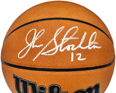 John Stockton Autographed Official Game Ball Genuine Leather Basketball Utah Jazz Beckett BAS Witness Stock #224368