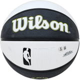 John Stockton Autographed Black & White Team Tribute Utah Jazz Logo Basketball Beckett BAS Witness Stock #224370