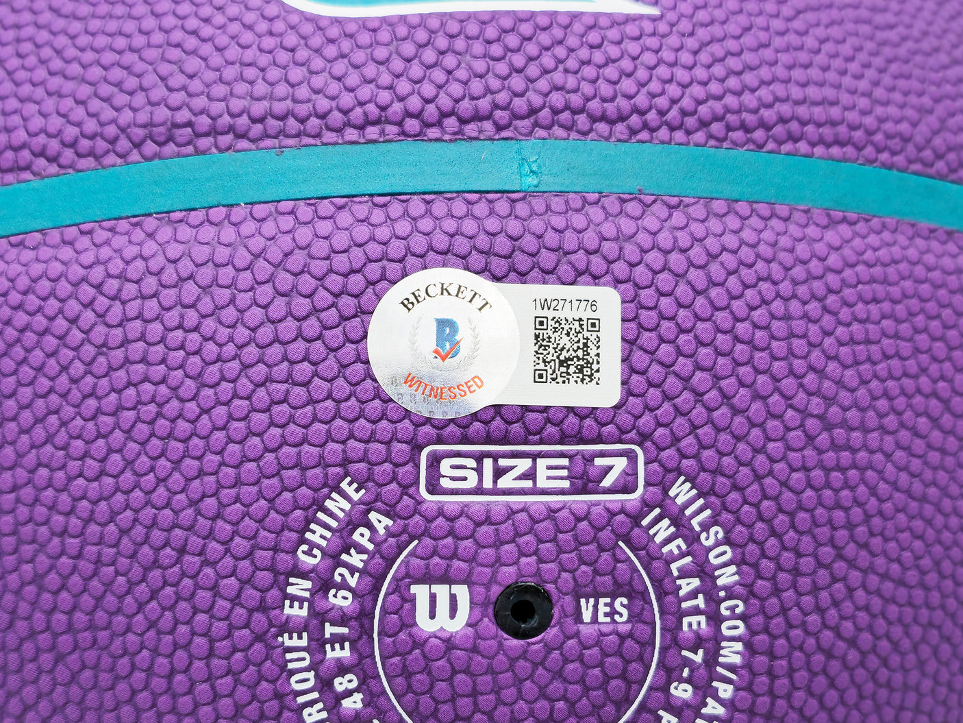 John Stockton Autographed Purple City Edition Basketball Utah Jazz With Mountains Beckett BAS Witness Stock #224372
