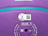 John Stockton Autographed Purple City Edition Basketball Utah Jazz With Mountains Beckett BAS Witness Stock #224372