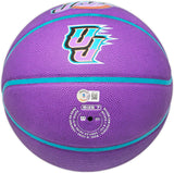 John Stockton Autographed Purple City Edition Basketball Utah Jazz With Mountains Beckett BAS Witness Stock #224372