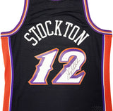 Utah Jazz John Stockton Autographed Black Authentic Mitchell & Ness 1998-99 Hardwood Classic Swingman Jersey Size L Beckett BAS Witness Stock #224356