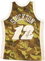 Utah Jazz John Stockton Autographed Green Authentic Mitchell & Ness 1998-99 Hardwood Classic Swingman Ghost Camo Jersey Size L Beckett BAS Witness Stock #224348