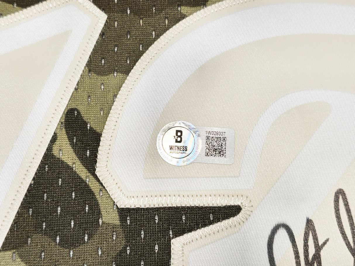 Utah Jazz John Stockton Autographed Green Authentic Mitchell & Ness 1998-99 Hardwood Classic Swingman Ghost Camo Jersey Size L Beckett BAS Witness Stock #224348