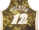 Utah Jazz John Stockton Autographed Green Authentic Mitchell & Ness 1998-99 Hardwood Classic Swingman Ghost Camo Jersey Size XXL Beckett BAS Witness Stock #224350