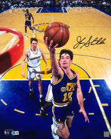 John Stockton Autographed 16x20 Photo Utah Jazz Beckett BAS Witness Stock #224364