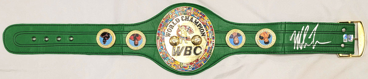 Mike Tyson Autographed World Champion WBC Belt (Smudged) Beckett BAS Witness #WX99774