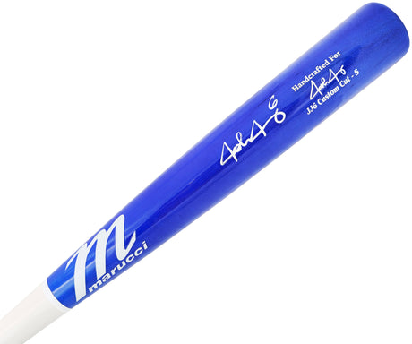 Josh Jung Autographed Blue & White Marucci Player Model Baseball Bat Texas Rangers Beckett BAS Witness Stock #224405
