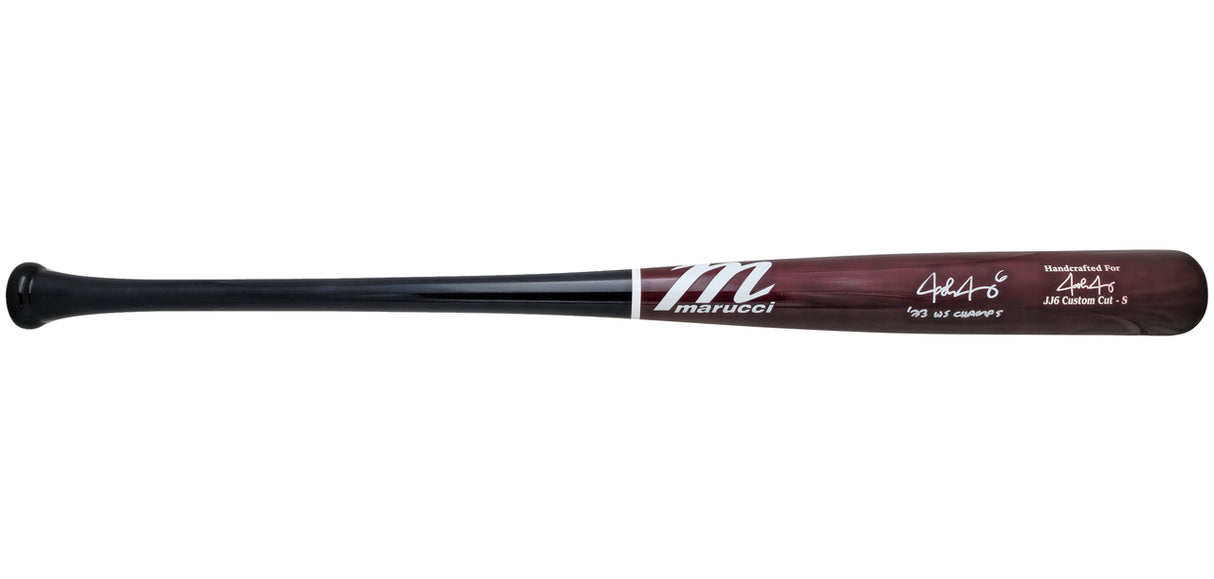 Josh Jung Autographed Maroon & Navy Marucci Player Model Baseball Bat Texas Rangers "23 WS Champs" Beckett BAS Witness Stock #224406