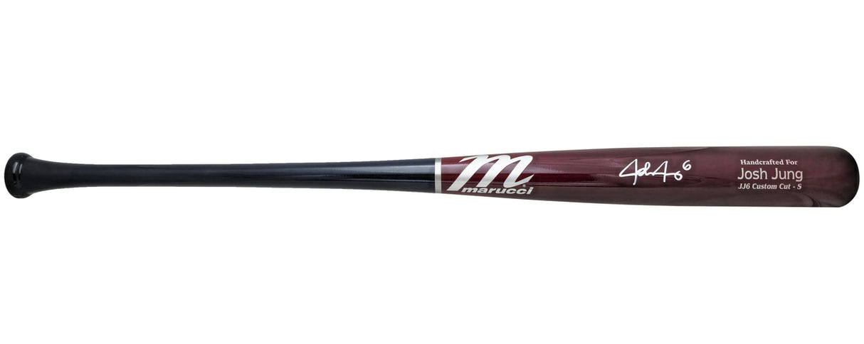 Josh Jung Autographed Maroon & Navy Marucci Player Model Baseball Bat Texas Rangers Beckett BAS Witness Stock #224407