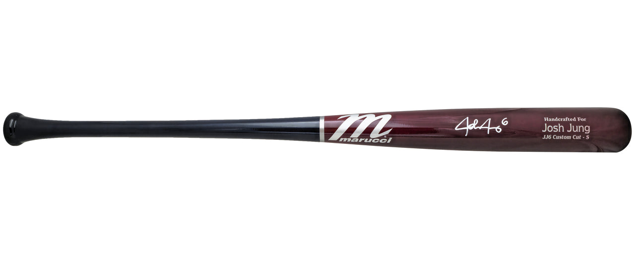 Josh Jung Autographed Maroon & Navy Marucci Player Model Baseball Bat Texas Rangers Beckett BAS Witness Stock #224407