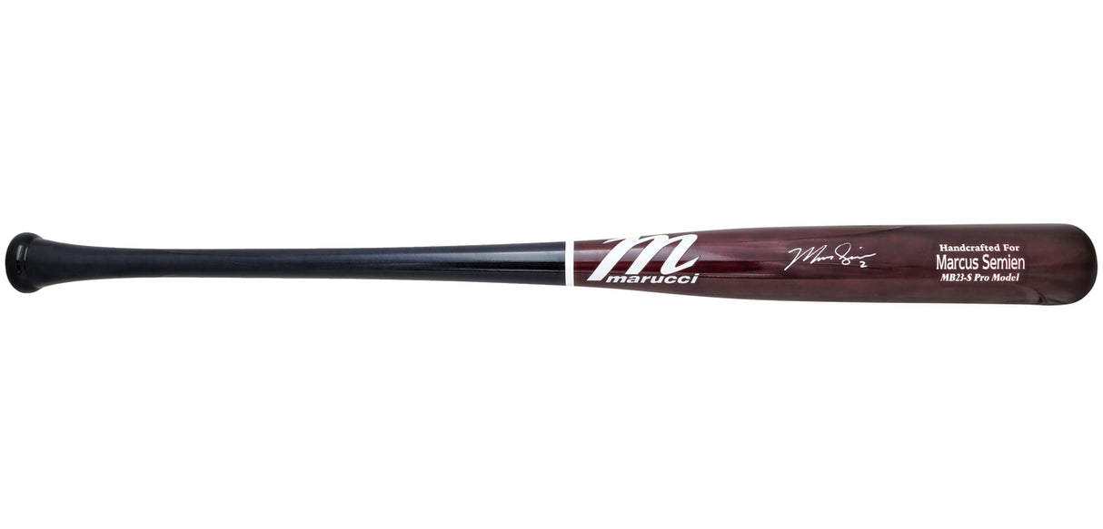 Marcus Semien Autographed Maroon & Navy Marucci Player Model Baseball Bat Texas Rangers Beckett BAS Witness Stock #224403