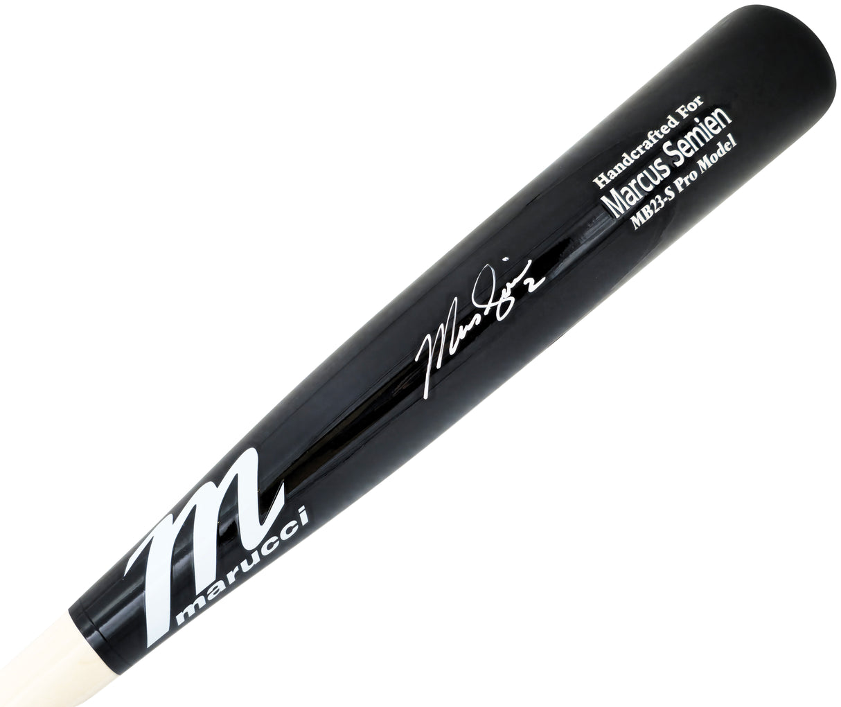 Marcus Semien Autographed Black & White Marucci Player Model Baseball Bat Texas Rangers Beckett BAS Witness Stock #224400