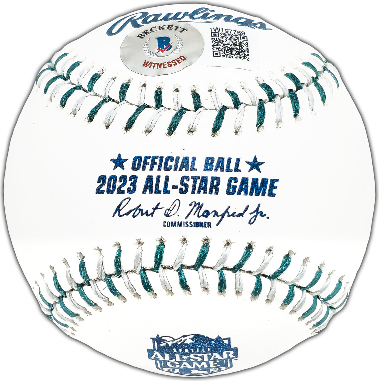 Josh Jung Autographed Official 2023 All Star Game Logo Game Baseball Texas Rangers "Rookie AS Game" Beckett BAS Witness Stock #224411