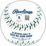 Josh Jung Autographed Official 2023 All Star Game Logo Game Baseball Texas Rangers "Rookie AS Game" Beckett BAS Witness Stock #224411