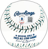 Marcus Semien Autographed Official 2023 All Star Game Logo Game Baseball Texas Rangers Beckett BAS Witness Stock #224413