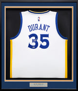 Golden State Warriors Kevin Durant Autographed Framed White Adidas Swingman Jersey Beckett BAS QR Stock #239069